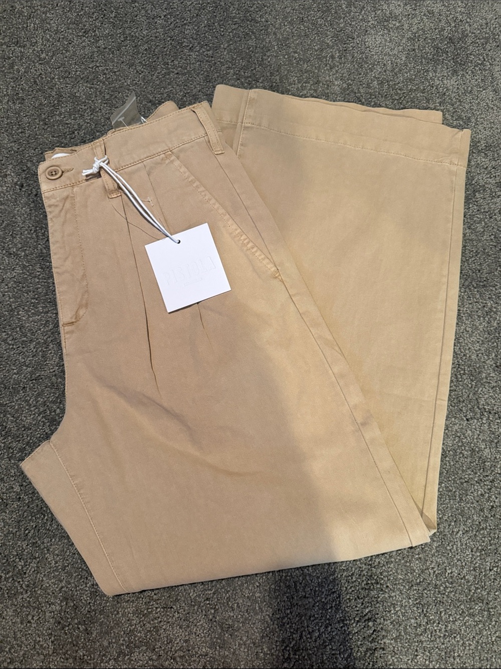 PISTOLA women’s Classic Pleated Chino Pants in Beige